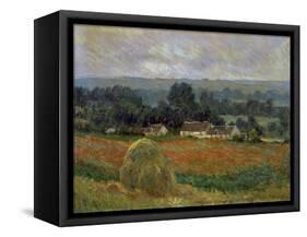 Haystack at Giverny-Claude Monet-Framed Stretched Canvas