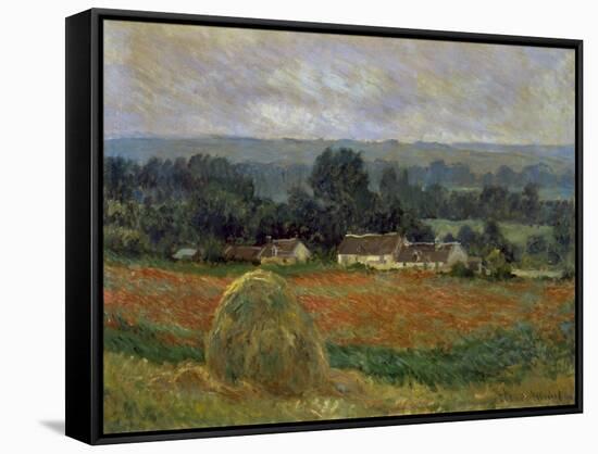 Haystack at Giverny-Claude Monet-Framed Stretched Canvas