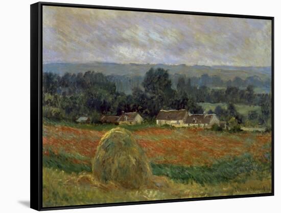 Haystack at Giverny-Claude Monet-Framed Stretched Canvas