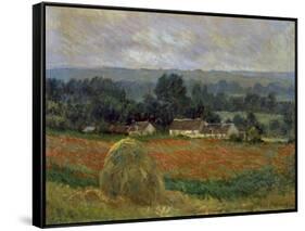 Haystack at Giverny-Claude Monet-Framed Stretched Canvas