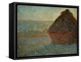 Haystack at Sunset-Claude Monet-Framed Stretched Canvas