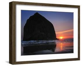 Haystack Rock and Birds-Jody Miller-Framed Photographic Print