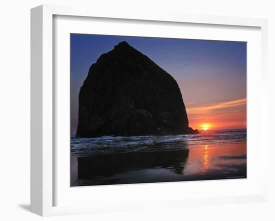 Haystack Rock and Birds-Jody Miller-Framed Photographic Print