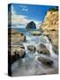 Haystack Rock at Cape Kiawanda State Park, Pacific City, Tillamook County, Oregon, USA-null-Stretched Canvas