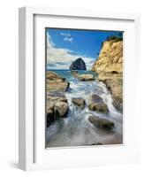 Haystack Rock at Cape Kiawanda State Park, Pacific City, Tillamook County, Oregon, USA-null-Framed Photographic Print