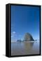 Haystack Rock at Low Tide on a Summer Morning, Cannon Beach, Oregon-Greg Probst-Framed Stretched Canvas