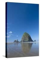 Haystack Rock at Low Tide on a Summer Morning, Cannon Beach, Oregon-Greg Probst-Stretched Canvas