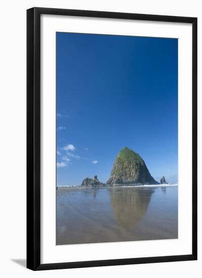 Haystack Rock at Low Tide on a Summer Morning, Cannon Beach, Oregon-Greg Probst-Framed Photographic Print