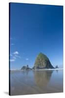 Haystack Rock at Low Tide on a Summer Morning, Cannon Beach, Oregon-Greg Probst-Stretched Canvas