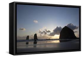 Haystack Rock at Sunset, Cannon Beach, Oregon, USA-Jamie & Judy Wild-Framed Stretched Canvas