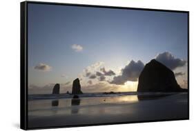 Haystack Rock at Sunset, Cannon Beach, Oregon, USA-Jamie & Judy Wild-Framed Stretched Canvas