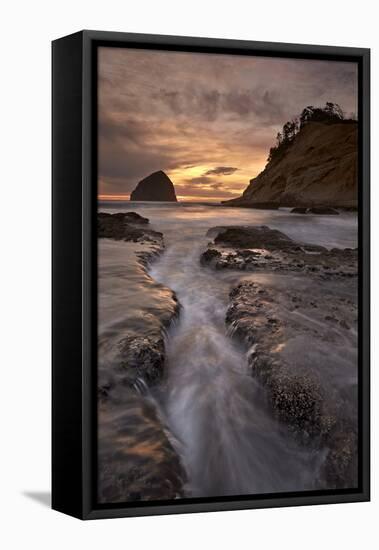 Haystack Rock at Sunset, Pacific City, Oregon, United States of America, North America-James-Framed Stretched Canvas