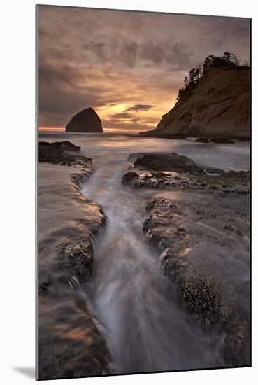 Haystack Rock at Sunset, Pacific City, Oregon, United States of America, North America-James-Mounted Photographic Print