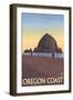 Haystack Rock, Cannon Beach, Oregon-Lantern Press-Framed Art Print