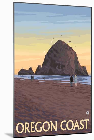 Haystack Rock, Cannon Beach, Oregon-Lantern Press-Mounted Art Print