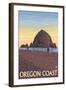 Haystack Rock, Cannon Beach, Oregon-Lantern Press-Framed Art Print