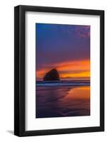 Haystack Rock In Cape Kiwanda Sunset-Steven Maxx-Framed Photographic Print