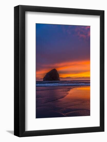 Haystack Rock In Cape Kiwanda Sunset-Steven Maxx-Framed Photographic Print