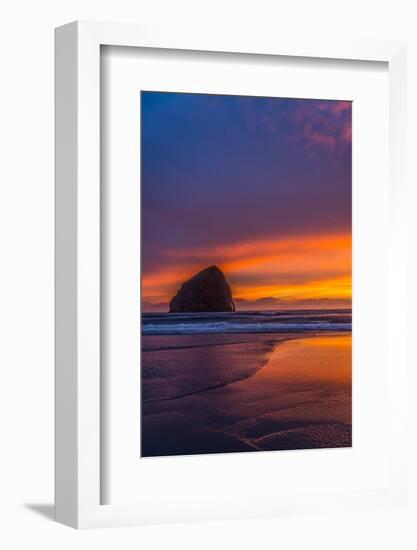 Haystack Rock In Cape Kiwanda Sunset-Steven Maxx-Framed Photographic Print