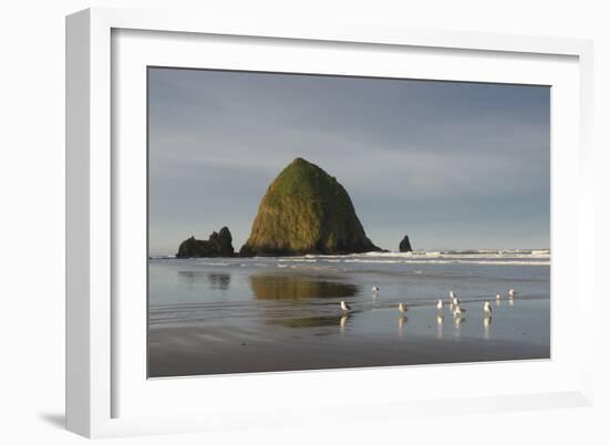 Haystack Rock on Cannon Beach, Oregon-Greg Probst-Framed Photographic Print