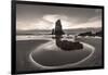 Haystack Rock Pinnacles at low tide in Cannon Beach, Oregon, USA-Chuck Haney-Framed Photographic Print