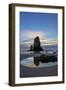 Haystack Rock Pinnacles at low tide in Cannon Beach, Oregon, USA-Chuck Haney-Framed Photographic Print