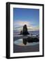 Haystack Rock Pinnacles at low tide in Cannon Beach, Oregon, USA-Chuck Haney-Framed Photographic Print