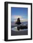 Haystack Rock Pinnacles at low tide in Cannon Beach, Oregon, USA-Chuck Haney-Framed Photographic Print