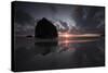 Haystack Rock sunset-Moises Levy-Stretched Canvas