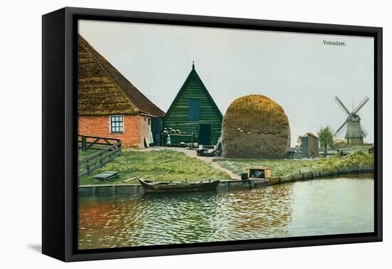 Haystack, Windmill, Volendam, Holland-null-Framed Stretched Canvas