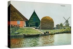 Haystack, Windmill, Volendam, Holland-null-Stretched Canvas