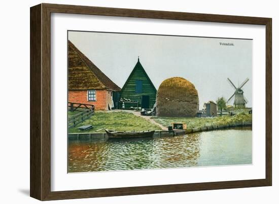 Haystack, Windmill, Volendam, Holland-null-Framed Art Print