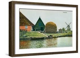 Haystack, Windmill, Volendam, Holland-null-Framed Art Print