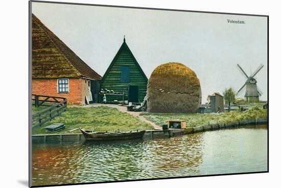 Haystack, Windmill, Volendam, Holland-null-Mounted Art Print