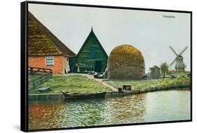 Haystack, Windmill, Volendam, Holland-null-Framed Stretched Canvas