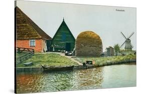 Haystack, Windmill, Volendam, Holland-null-Stretched Canvas