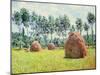 Haystacks at Giverny, 1884-Claude Monet-Mounted Premium Giclee Print