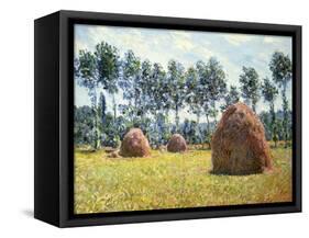 Haystacks at Giverny-Claude Monet-Framed Stretched Canvas