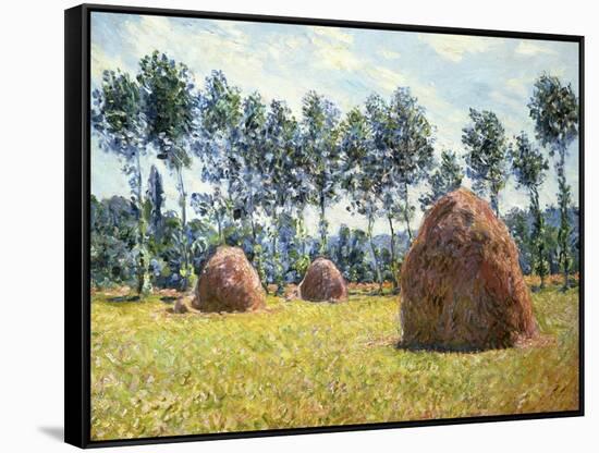 Haystacks at Giverny-Claude Monet-Framed Stretched Canvas