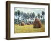 Haystacks at Giverny-Claude Monet-Framed Premium Giclee Print