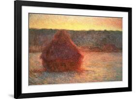 Haystacks at Sunset, Frosty Weather, 1891-Claude Monet-Framed Giclee Print