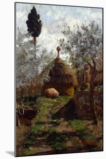 Haystacks Between Olive Trees-Giovanni Muzzioli-Mounted Giclee Print