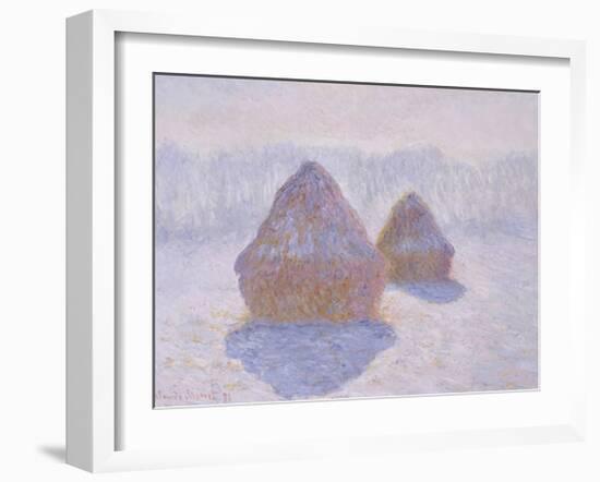 Haystacks (Effect of Snow and Sun), 1891-Claude Monet-Framed Premium Giclee Print