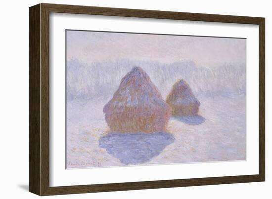 Haystacks (Effect of Snow and Sun), 1891-Claude Monet-Framed Giclee Print