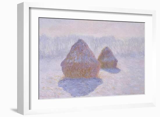 Haystacks (Effect of Snow and Sun), 1891-Claude Monet-Framed Giclee Print