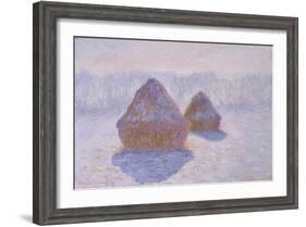 Haystacks, Effect of Snow and Sun by Claude Monet-Claude Monet-Framed Giclee Print