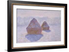 Haystacks, Effect of Snow and Sun by Claude Monet-Claude Monet-Framed Giclee Print