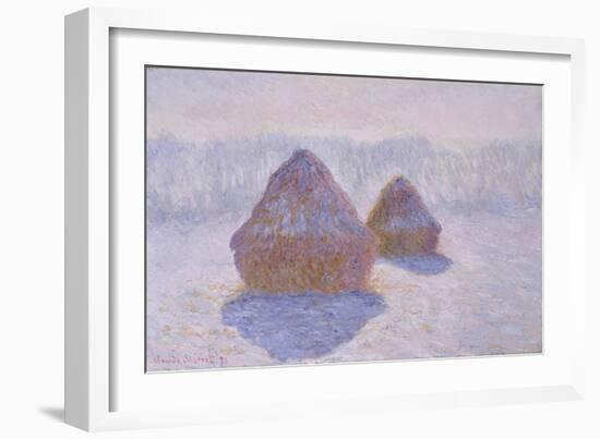 Haystacks, Effect of Snow and Sun by Claude Monet-Claude Monet-Framed Giclee Print