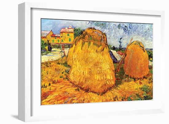 Haystacks In Provence-Vincent van Gogh-Framed Art Print