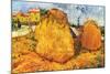 Haystacks In Provence-Vincent van Gogh-Mounted Art Print